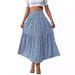 Women's Clothing Fresh Floral Long Skirt Casual Slim Pleated High Waist Skirt_ecoleips.com