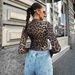 Aria Basics Aria Basics 51445 Nazada Hot Girl European And American Cross-Border Leopard Print Women's Drawstring Cropped Versatile_ecoleips.com