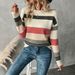 Women's Clothing Striped Color-Block Knit Sweater Loose Casual Round Neck Pullover For Autumn_ecoleips.com