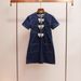 SP Home Women's Denim Dress - Short Sleeve Round Neck With Bow & Pocket, Spring Summer Casual Dress_ecoleips.com