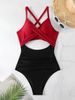 Women's Clothing One Piece Swimsuit Female Cross Hollow Tight Backless Swimsuit_ecoleips.com
