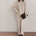 Knitted Top With High-waisted Skirt Patchwork Pants, Spring And Autumn Two-piece Set, 3D Effect, Solid Color, Girly_ecoleips.com