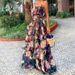 Women's Printed Two-piece Suspender Top + Cake Skirt Long Skirt Suit Women_ecoleips.com
