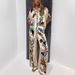 Voya Women's 2026 Spring New Fashion Printed Collar Single Breasted Pants Casual Set Temperament Commuter_ecoleips.com