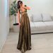 Women's Backless Long Dress With Pleats And Tie Up Details High Waist Side Zipper Full Skirt Party Dress_ecoleips.com