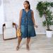 Women's Casual Double Pocket Denim Dress Mid-Length Practical Independent Store_ecoleips.com