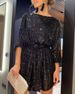 Women's Clothing Party Fashion Sequins Beads Pure Color Waist Dress Small Dress Skirt_ecoleips.com