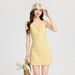Sweet Floral Print Camisole With Chest Pads For Women, 2026 Summer New Style, Yellow V-Neck, Waist-Cinching, Slim-Fit_ecoleips.com