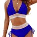 Deep V Tight Split Swimsuit High Waist Bikini for Women Sexy European And American Style Hot Foreign Trade Swimwear_ecoleips.com