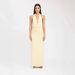 Summer Halter Neck Long Dress For Women Sexy Deep V Tie Back Slim Fit Solid Color Slit Style_ecoleips.com
