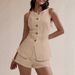 High End Linen Suit Women's Sleeveless Vest Relaxed Style French Two Piece Set_ecoleips.com