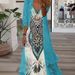 Summer Long-Sleeved Loose-Fitting Floral Totem Two-Piece Dress Set_ecoleips.com