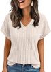 Summer Women's Clothing Short Sleeve Casual V Neck Pullover Tailored Slim FitT-Shirt American_ecoleips.com