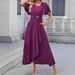 Autumn Elegant Women's Dress Fashion Round Neck Waist Decoration_ecoleips.com