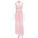 Women's Clothing Sexy Fashion Neck See Through Slimming Lace Dress_ecoleips.com