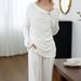 Knitted White Milk Silk Comfortable Lace Trim Loose Pajama Set 2026 European And American Autumn Winter New Home Wear_ecoleips.com