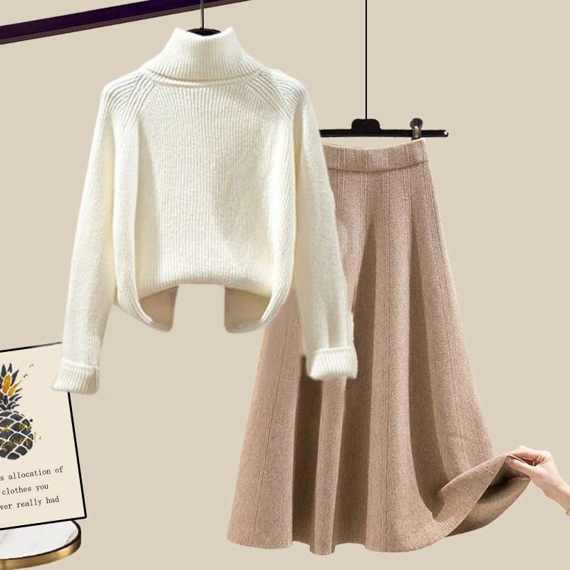 Women's Knit Sweater & Midi Skirt Set – Trendy Autumn Winter Outfit, Slimming & Elegant Two-Piece Ensemble_ecoleips.com