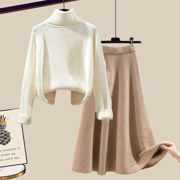 Women's Knit Sweater & Midi Skirt Set – Trendy Autumn Winter Outfit, Slimming & Elegant Two-Piece Ensemble_ecoleips.com
