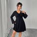 Women's Clothing Plus Size Clothes "Elegant V-Neck Tie-Waist Dress – Slimming & Tummy-Control Design For Women_ecoleips.com