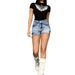 Retro High-Waisted Distressed Denim Shorts for Women Heavy Embroidery Slimming Fit Versatile Bodycon Hot Pants Frayed Edges_ecoleips.com