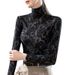 Women's High Neck Lace Base Shirt Women's See-Through Crochet Stretch Inner Waisted Top_ecoleips.com