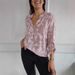 Women's Clothing spring new loose casual long sleeved printed sequin pocket shirt_ecoleips.com