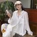 French-Style White Sun-Protective Shirt Jacket For Women, Lightweight Summer Loose-Fitting Casual Look With Cardigan-Sty_ecoleips.com