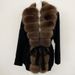 Elegant Fox Fur Collar Knit Cardigan With Belt – Women’s Slim-Fit Open Front Sweater Coat For Autumn/Winter (Multiple Color Combinations)_ecoleips.com
