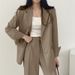 Women's Korean Style Blazer Set, Modern Office Wear Jacket And Pants, Tailored Fit For Spring Professional Chic_ecoleips.com