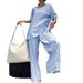 2024 Summer New Fashion Casual Cross-Border European American Trade Women's Round Neck T-Shirt And Long Pants_ecoleips.com