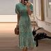 2024 New Lady Temperament Slim Banquet Dress Fashion Shiny Sequin Long Dress Casual O-neck Short Sleeved High Waist Dress Mujer_ecoleips.com