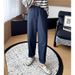 Suitable For All Seasons Minimalist Old Money Style Textured Loose Casual For Women, Linen Wide-Leg Pants With Elastic Waist, Nine-Tenths Length,_ecoleips.com