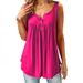 Women's Casual Ruffled Sleeveless T-Shirt Solid Color Mid-Length Button Vest Summer New Bestseller_ecoleips.com