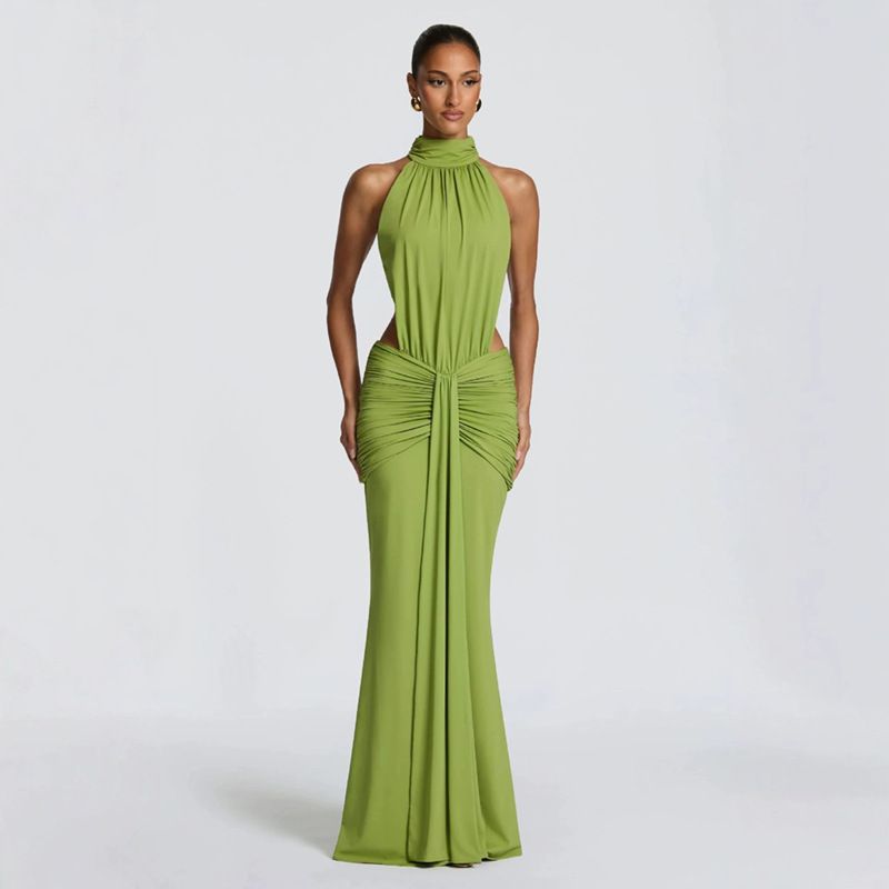 Women's Clothing Spring Style Women's Slim Backless Fishtail Dress Elegant Sexy Solid Color Clothing For Formal & Casual For Women_ecoleips.com
