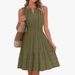 Women's Clothing Slim Waist Round Neck Pleated Cotton Linen Sleeveless Dress For Women Small V Best Selling_ecoleips.com