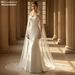 Manzhen Long Bridal Veil Ethereal Simple Wedding Dress V129 with Small Leaf Lace Trim for Women's Wedding Party Wear_ecoleips.com