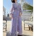 New Year's Purple For Spring And Summer Sleeved French Long Style Waist Cinching Dress New Women's Fashion Trend_ecoleips.com