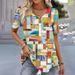 Fashion Woman Blouses 2024 T-shirt Women's 3d Flower Print White Kawaii V-neck T Shirt Female Clothing Oversized Summer Tops Tee_ecoleips.com