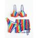 Women's Clothing Women's Sexy Striped Beach Bikini Bikini Three Piece Women's Swimsuit_ecoleips.com