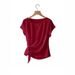 Women's Bow Tie Short Sleeve T-Shirt - Solid Color Loose Fit Blouse For Casual Style_ecoleips.com
