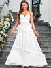 Women's niche design style pure color slim temperament elegant wedding dress suspender skirt_ecoleips.com