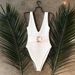 Elegant One-Piece Swimsuit With Waist Belt & Amber Ring – High-Cut Leg, Tummy Control, Removable Padding (Classic White, Polyester-Spandex Blend)_ecoleips.com