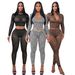 TW831 Women's Spring Autumn Sexy High Neck Zipper Crop Top Long Sleeve Two Piece Set with Tight Pants_ecoleips.com