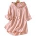 Classical Chinese-Style Leisure Short-Sleeved Jacquard Embroidered Cotton-Linen Shirt For Women, Summer Loose-Fitting Ho_ecoleips.com