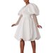 D495 2024 European And American Foreign Trade Women' Clothing V-neck Large Hem Puff Leeve Party Bridemaid_ecoleips.com