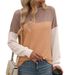 2025 Autumn/Winter New Round Neck Twist Bar Color Block Long Sleeve Loose T-shirt For Women_ecoleips.com