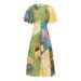 European American Personalized Graffiti Lantern Sleeve Casual Fashion round Neck Linen Dress for Women 2025 Independent Station Theme_ecoleips.com