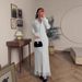 Modest Abaya Dress/Muslim Dress Women Elegant Bodycon Dress For Women - Slim Fit Cotton Blend Maxi Dress With Button Front Detail (White, S-XXL)_ecoleips.com