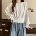 European American Style Short, Slim-fit, Long-sleeved Sweatshirt For Women, Spring And Autumn Thin, Loose, Hoodless,_ecoleips.com
