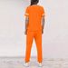 Women's Clothing Spring Summer Two Piece Set Round Neck Short Sleeve High Waisted Side Pocket Pants_ecoleips.com